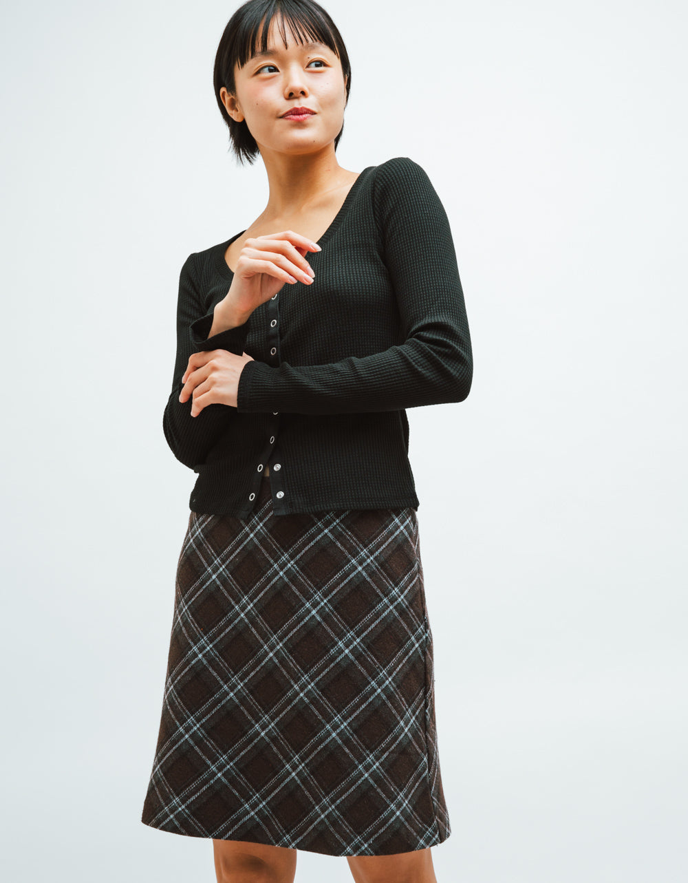 BLK Albany Waffle Button Top