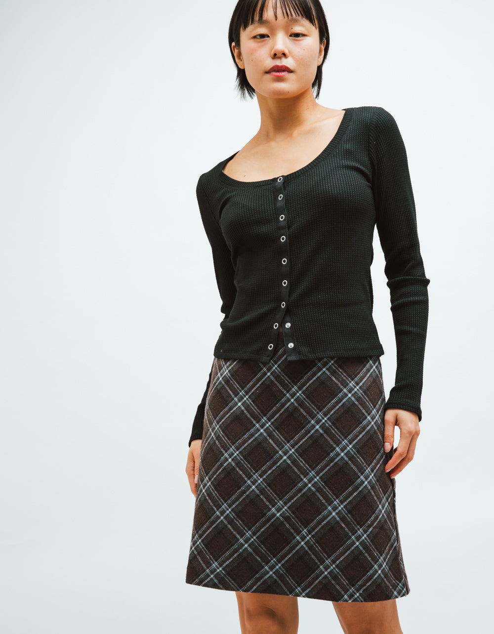 BLK Albany Waffle Button Top