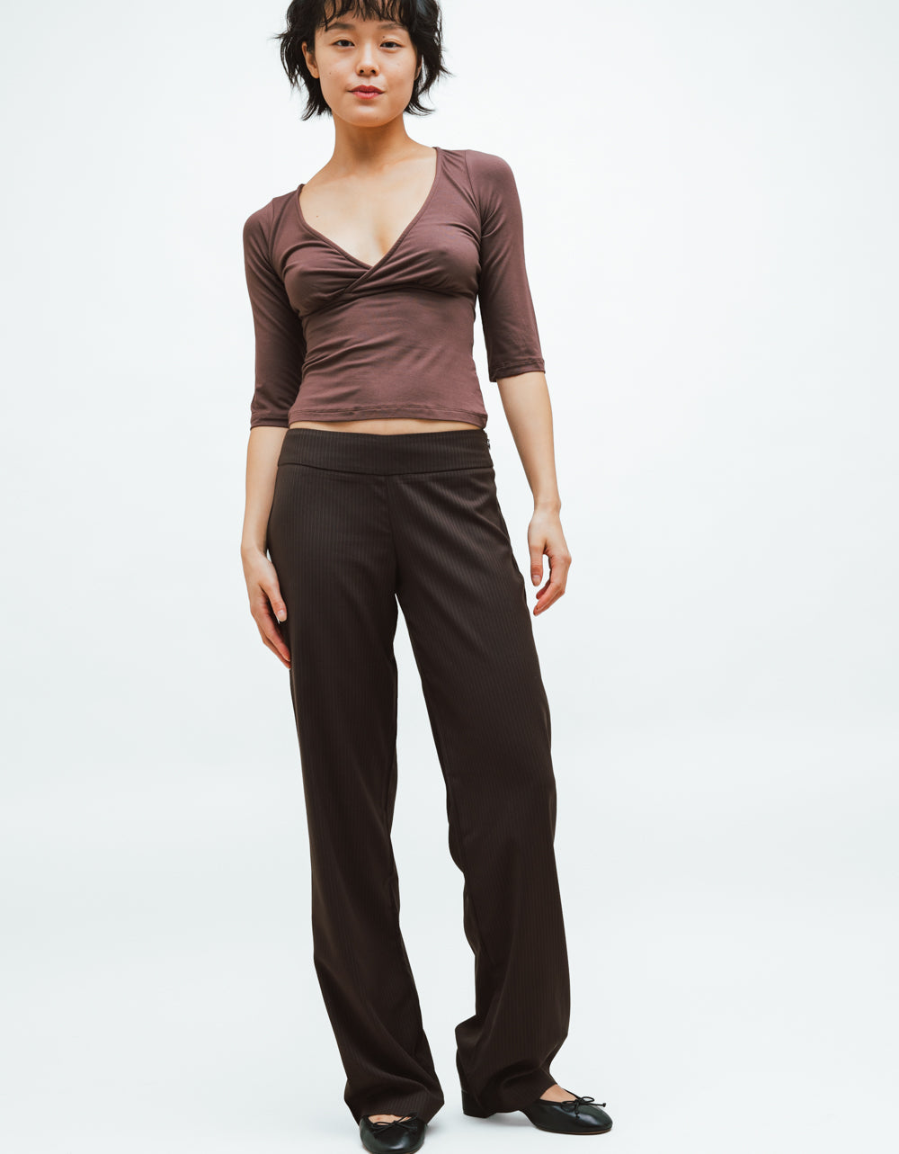 Brown Surplice Top