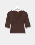 Brown Surplice Top