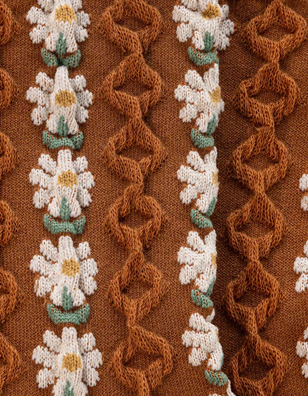 Daisy Stitch Socks - Brown