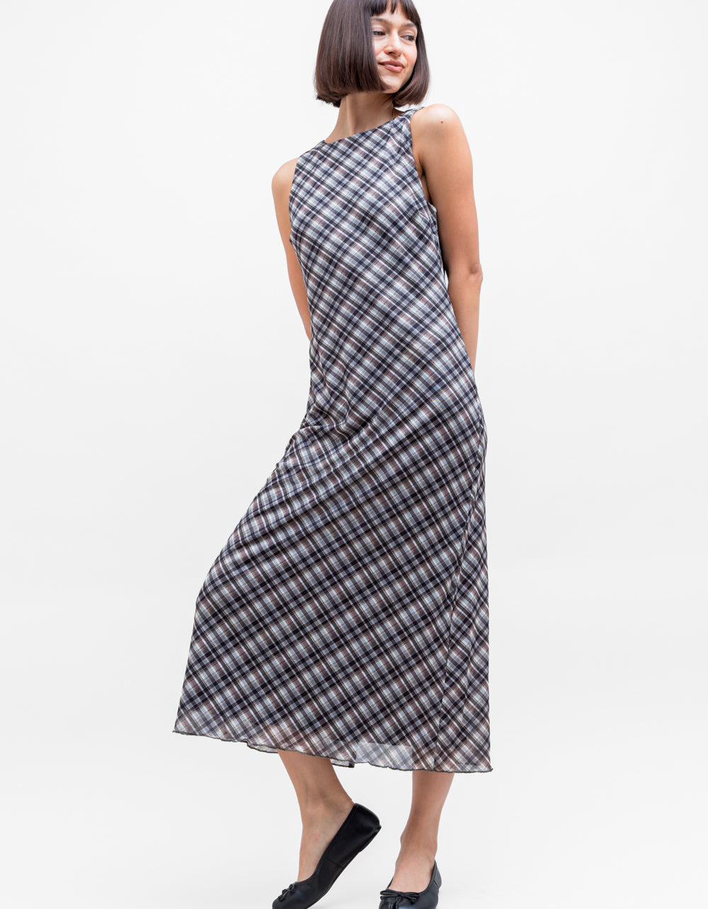 Evie Plaid Mesh Dress