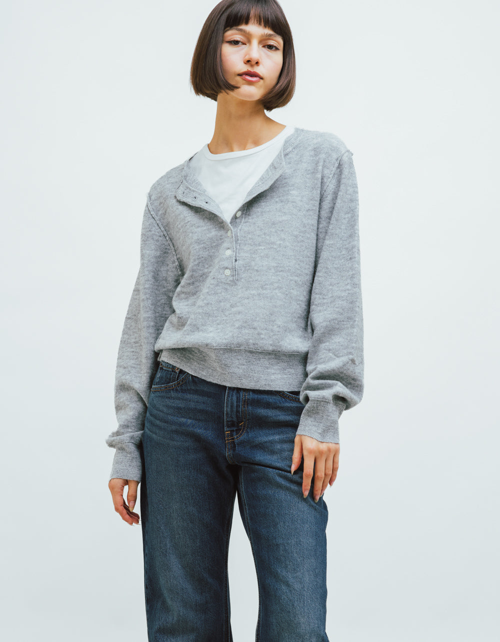 Half Button Front Knit