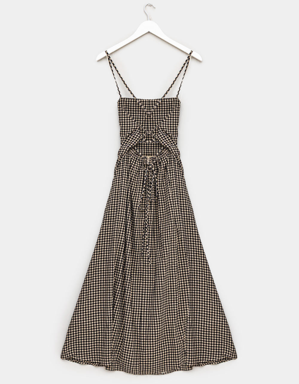 Lace-Back Gingham Dress
