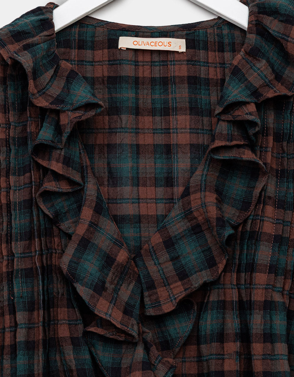 Lena Ruffle Plaid Top