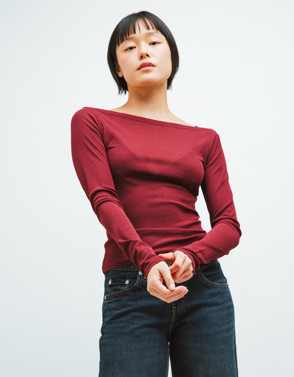 Mesh Boatneck Top