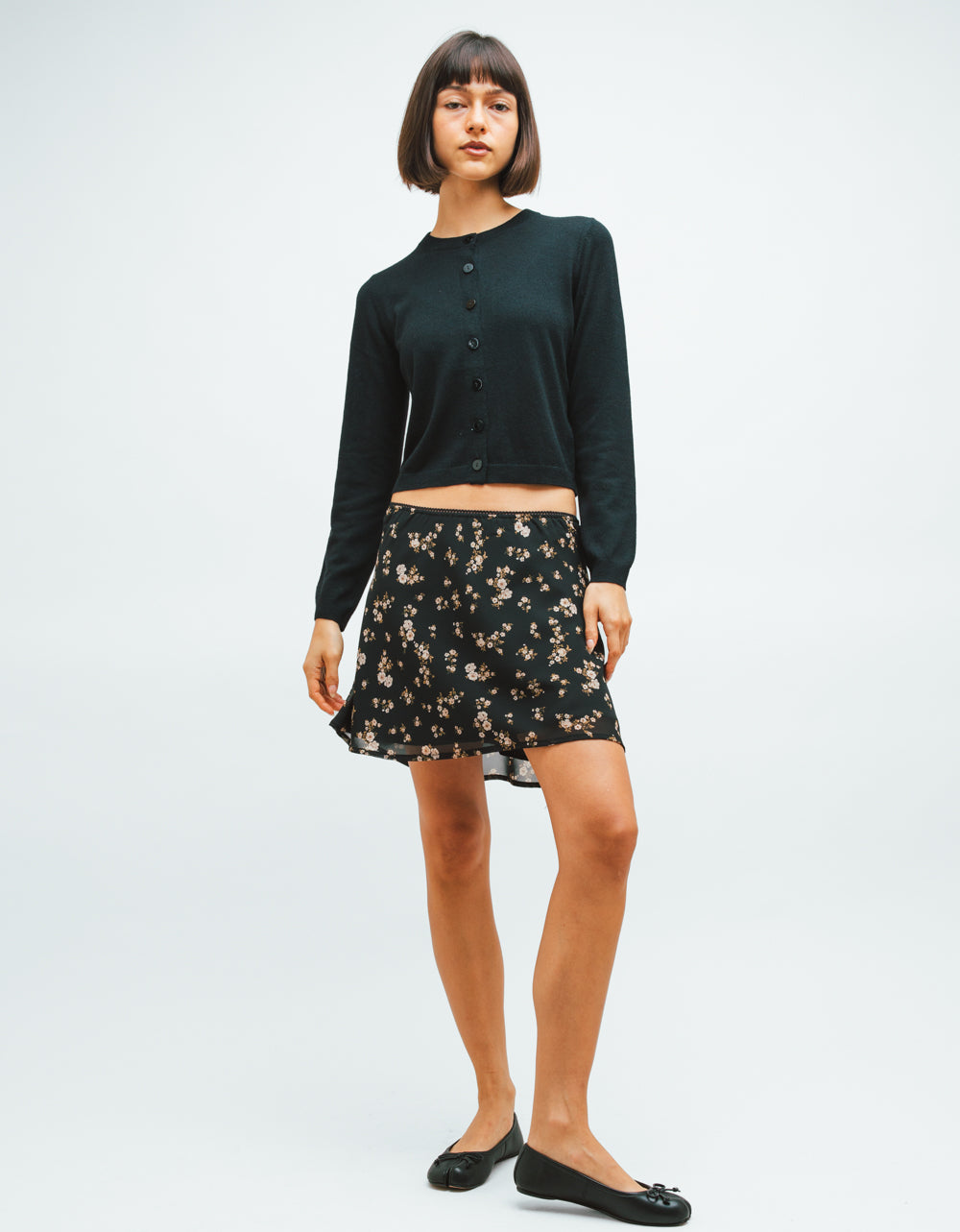 Noir Floral Mini Skirt