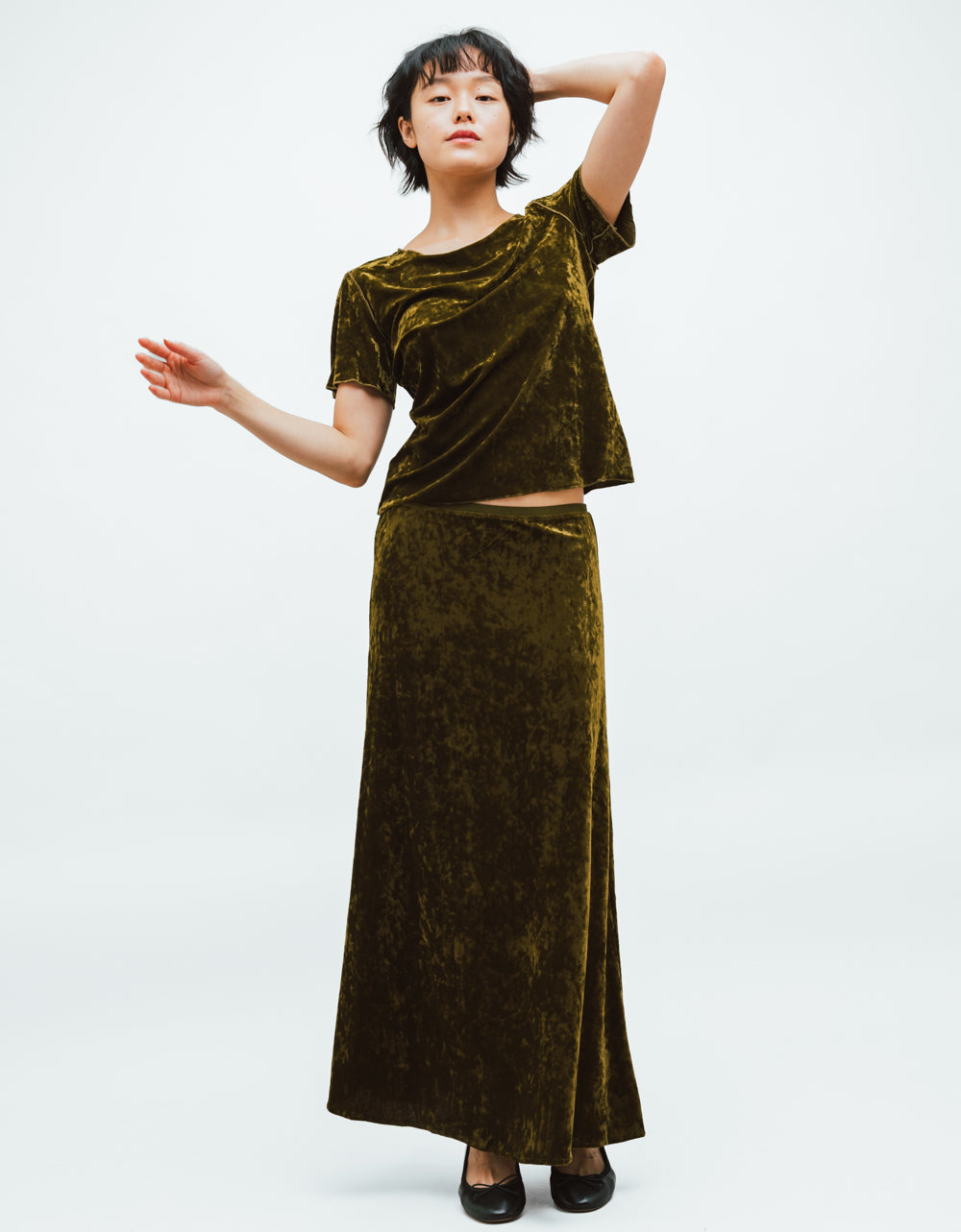Olive Velvet Skirt