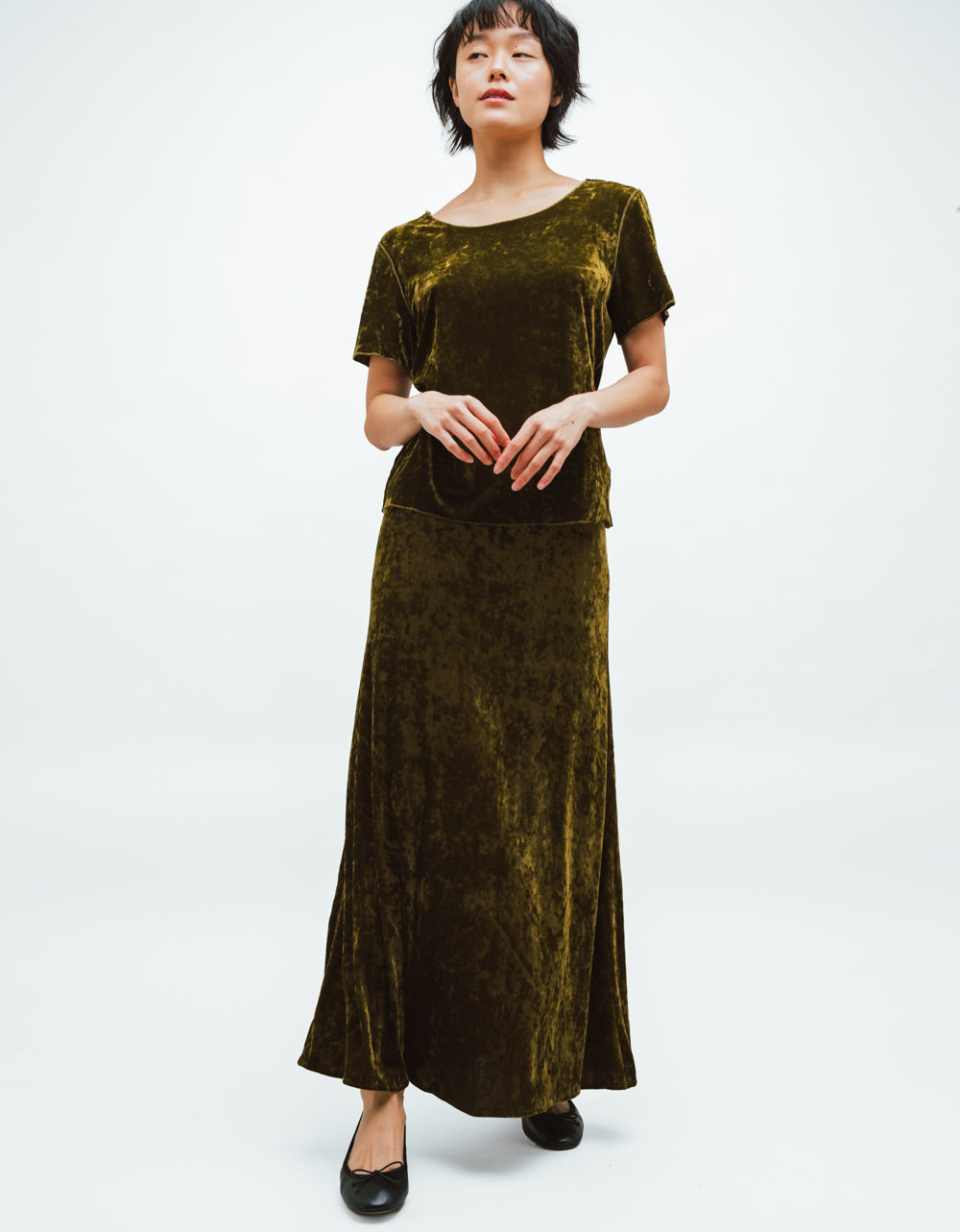 Olive Velvet Skirt