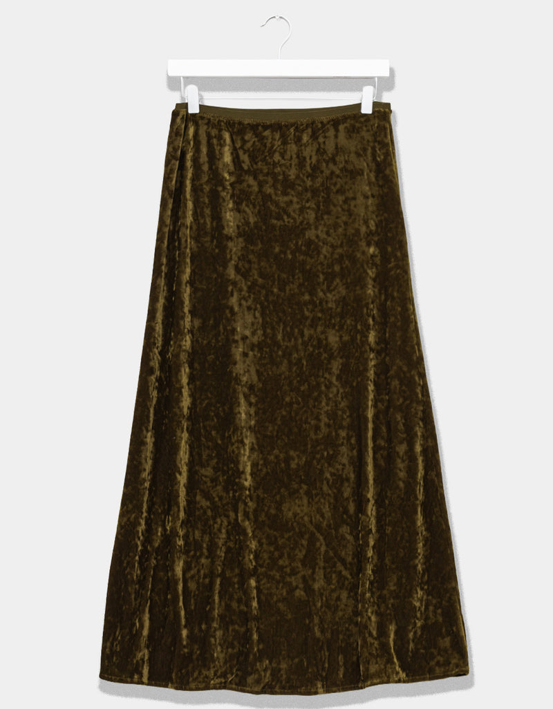 Olive Velvet Skirt