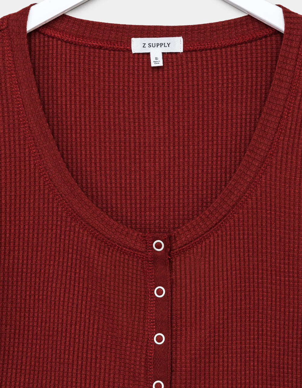 RGE Albany Waffle Button Top