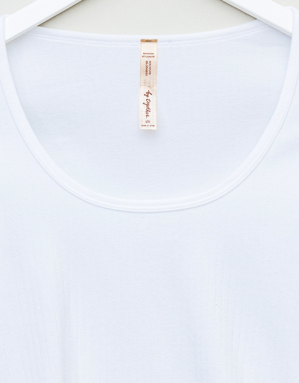 Ribbed Scoop Tee in White