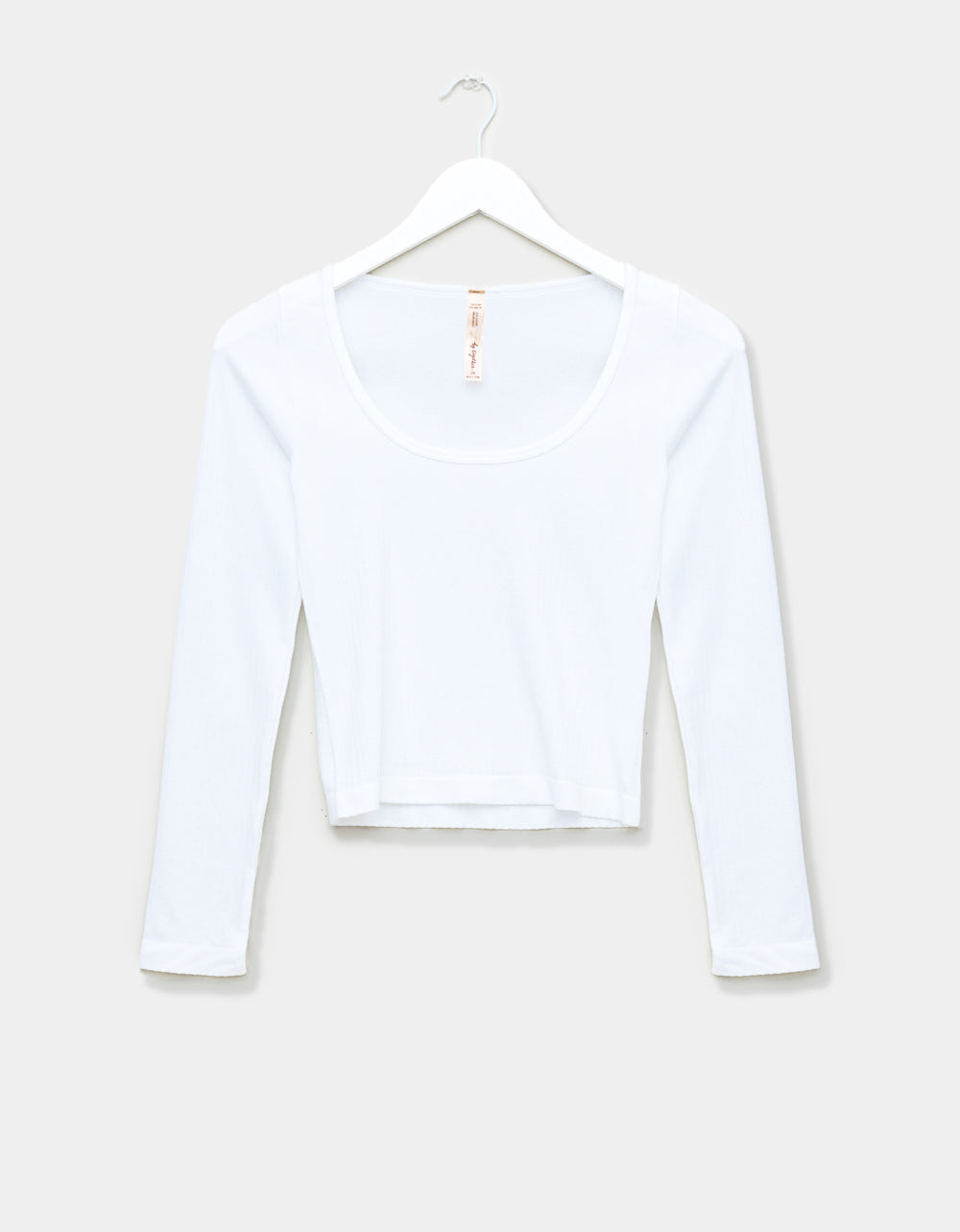 Ribbed Scoop Tee in White
