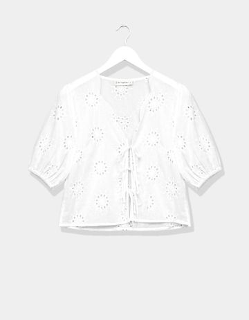 Alexia Eyelet Top in White
