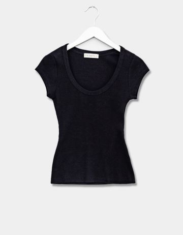 Becca Scoop Tee in Black | $52