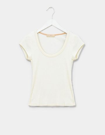 Becca Scoop Tee in Ivory | $52