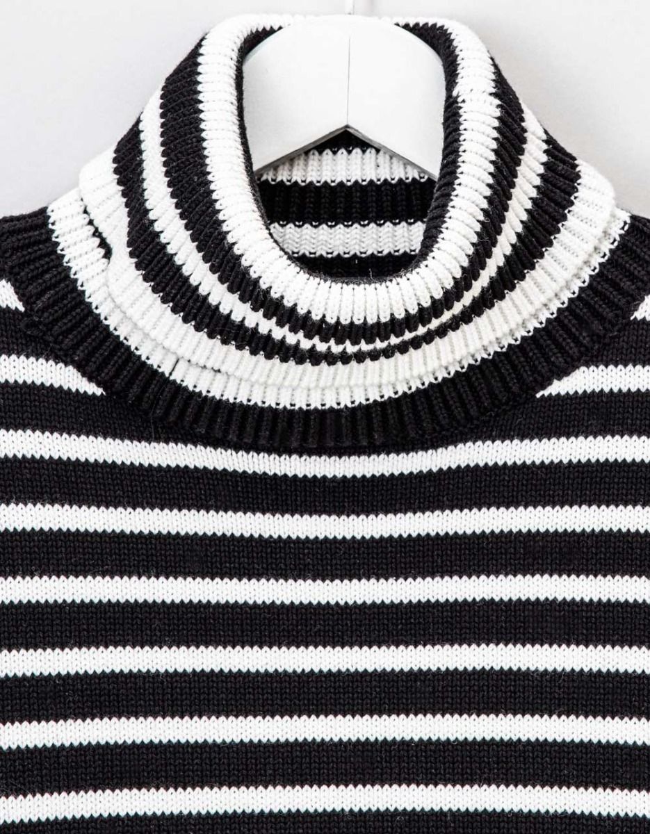 Abbi Stripe Turtle Sweater in Black_1