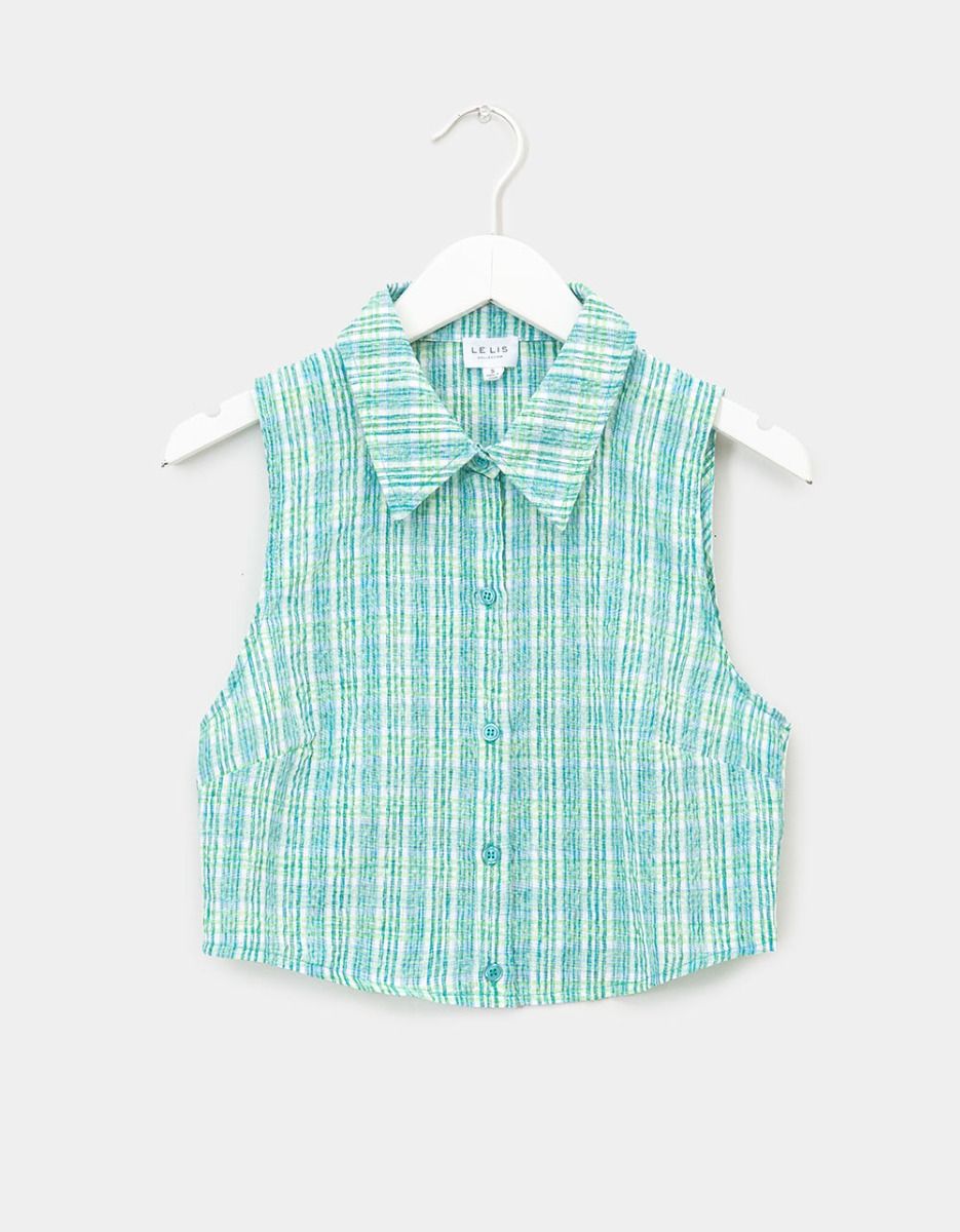 Alia Woven Plaid Top_0