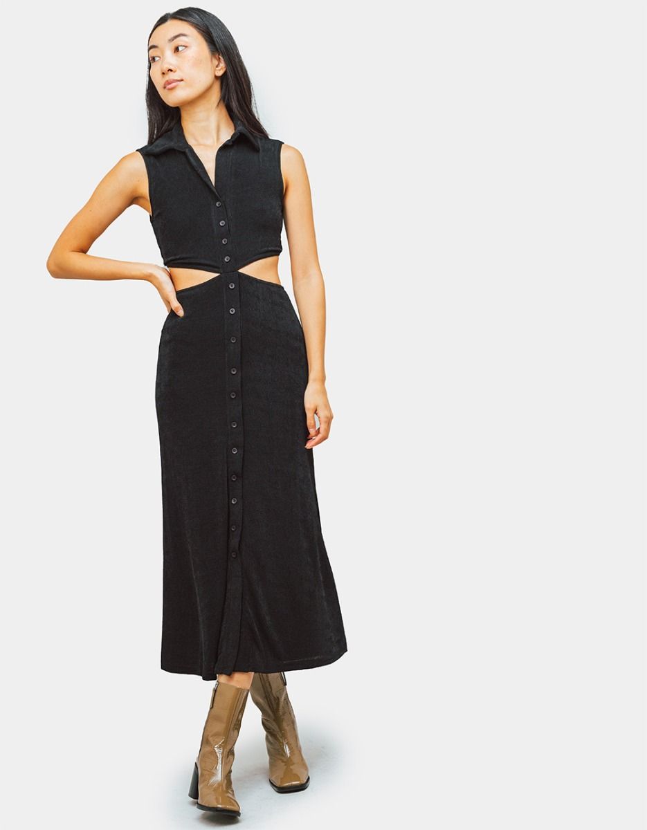 Alida Cut-Out Midi in Black_2