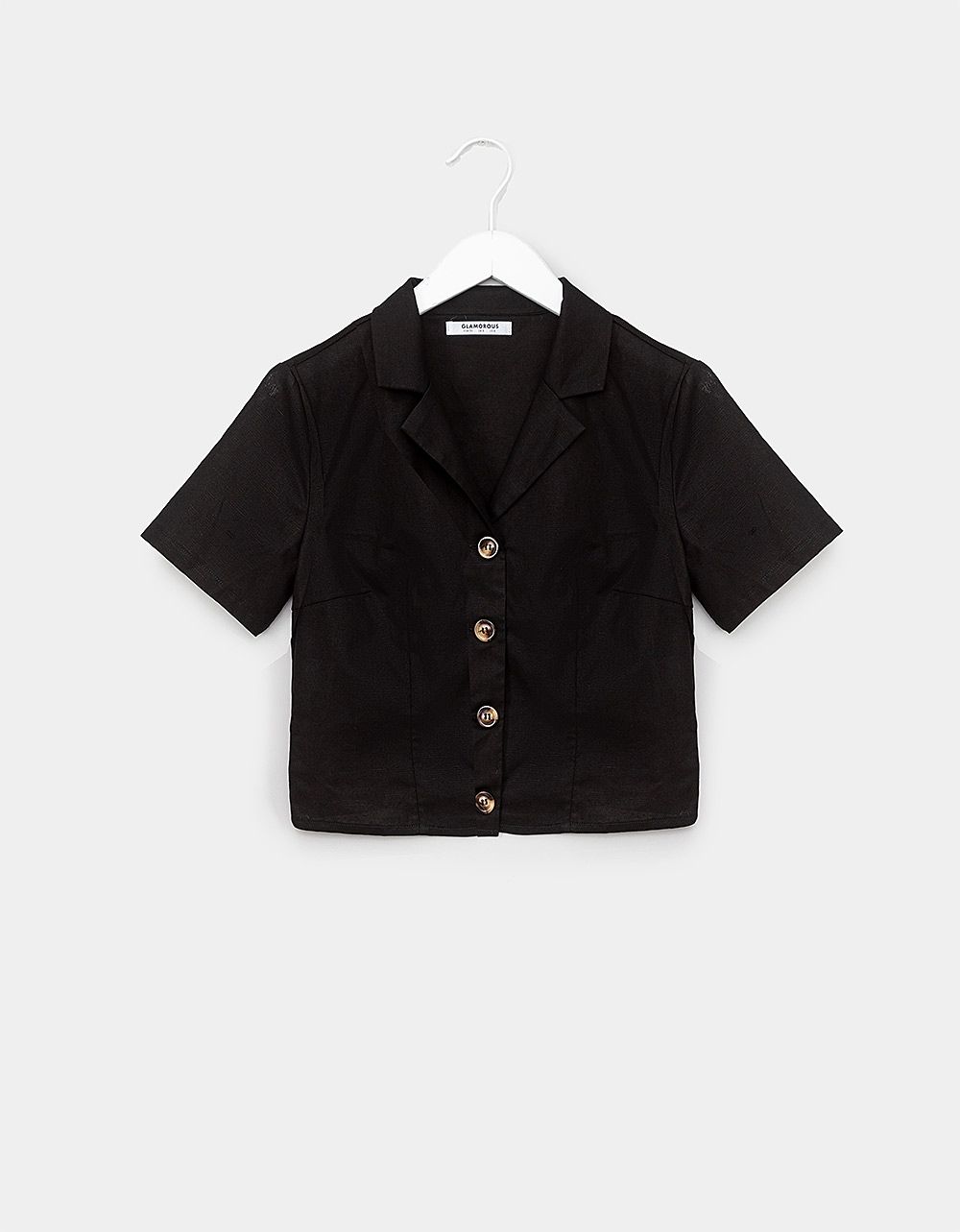 Amelia Button Top in Black_0