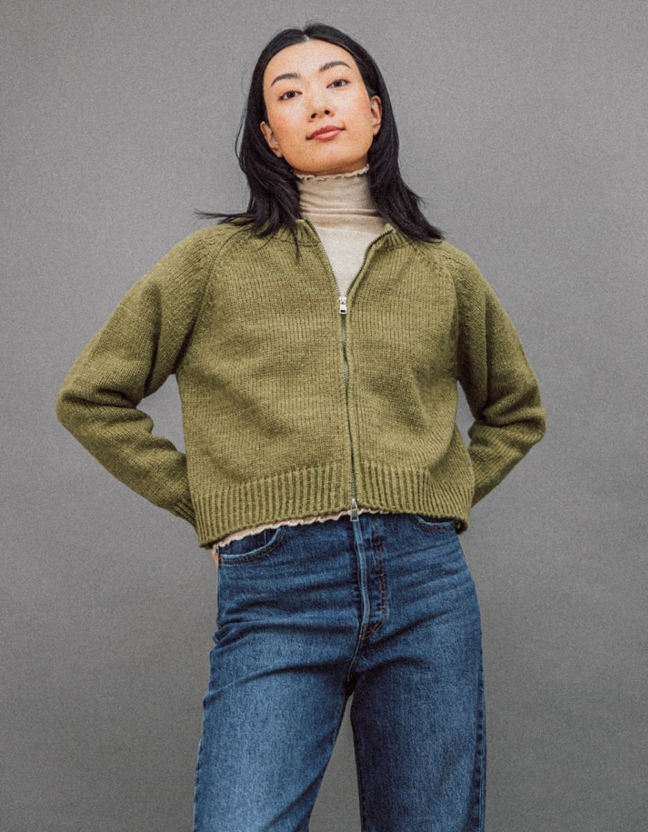 Zip Veste Knit in Olive_1