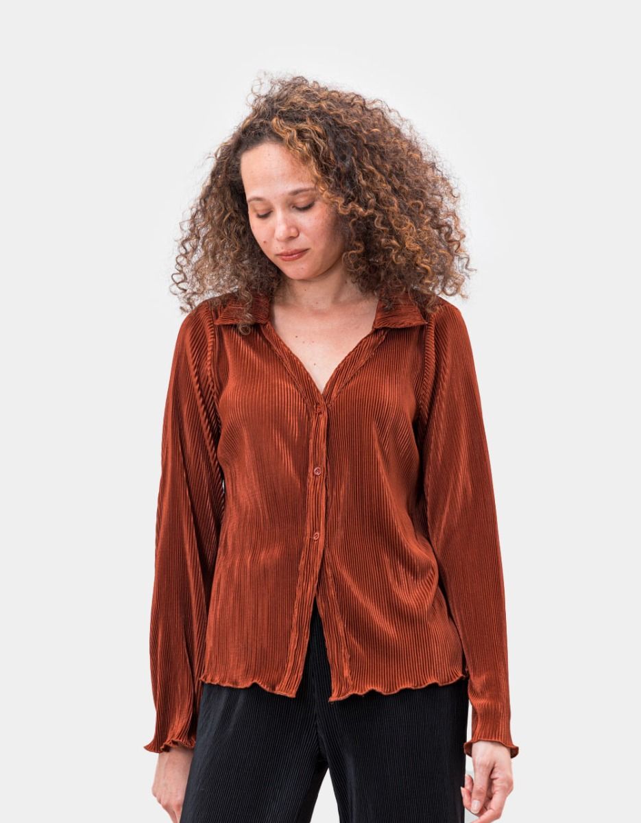 Gia Plisse Top in Copper_1