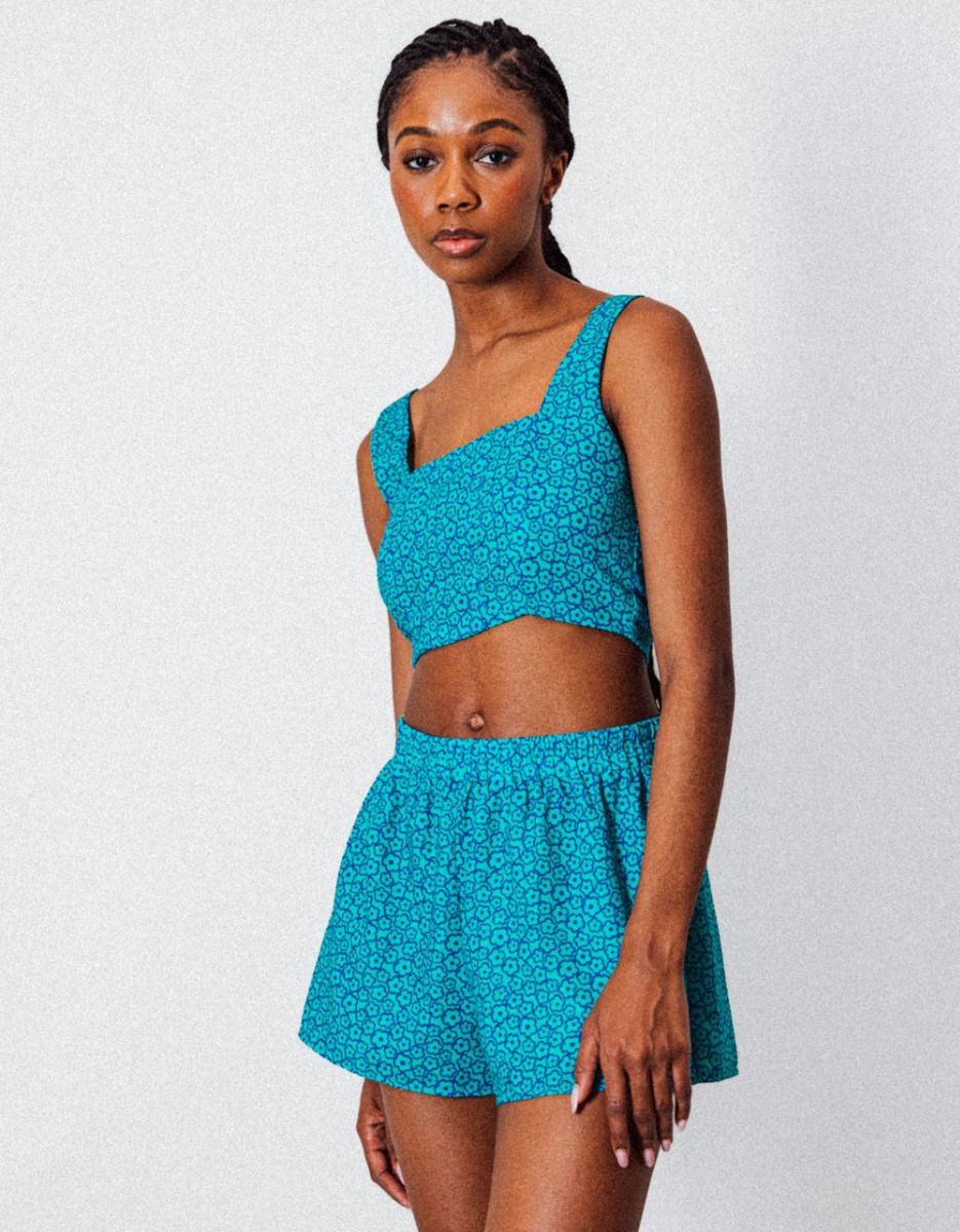Teal Daisy Shorts_2