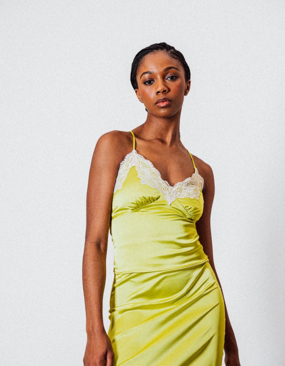 Citron Lace Trim Top_1