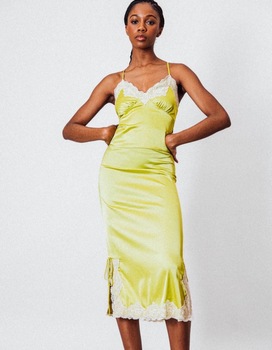 Citron Lace Trim Skirt_2