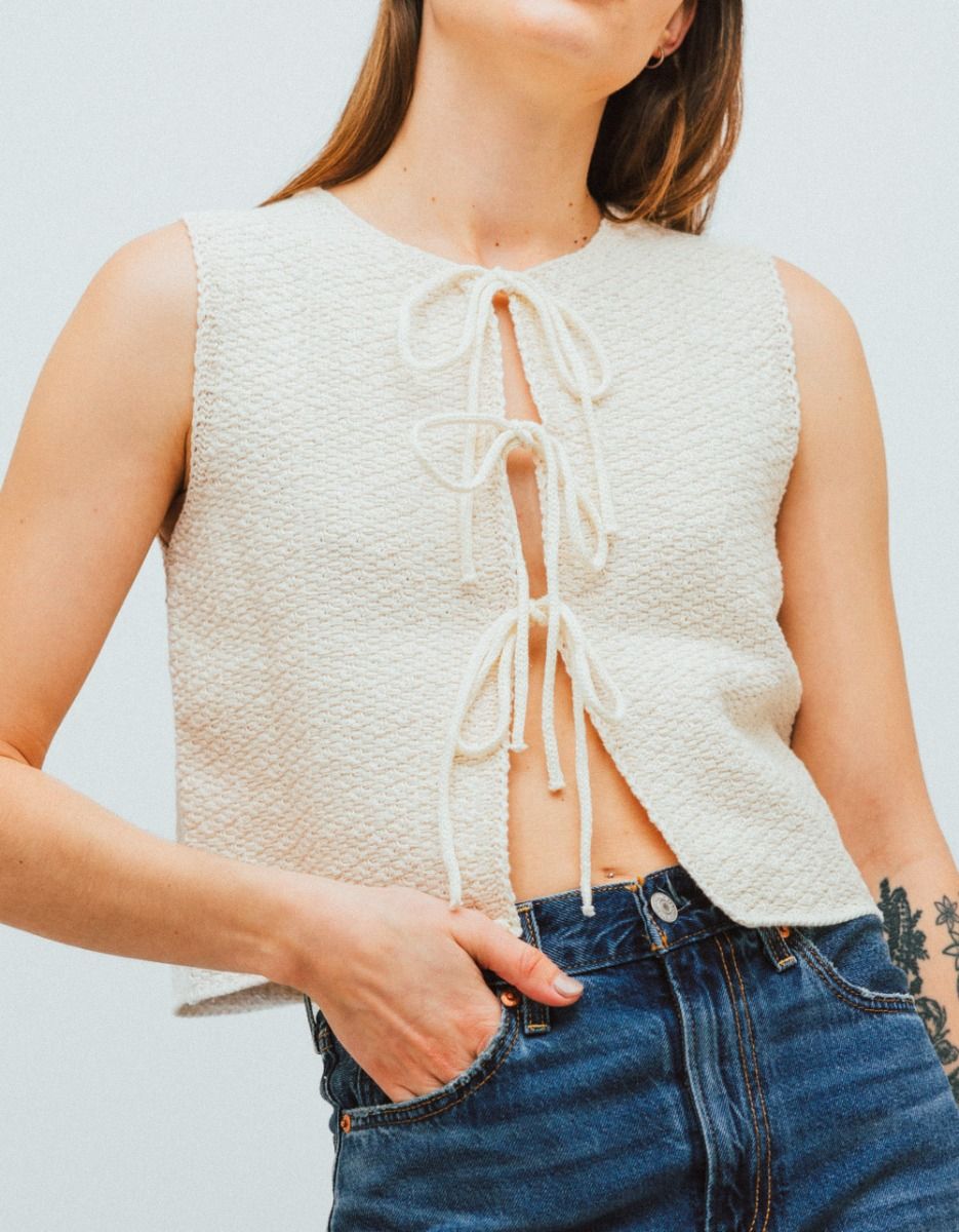 Sonya Tie Vest in Cream_2