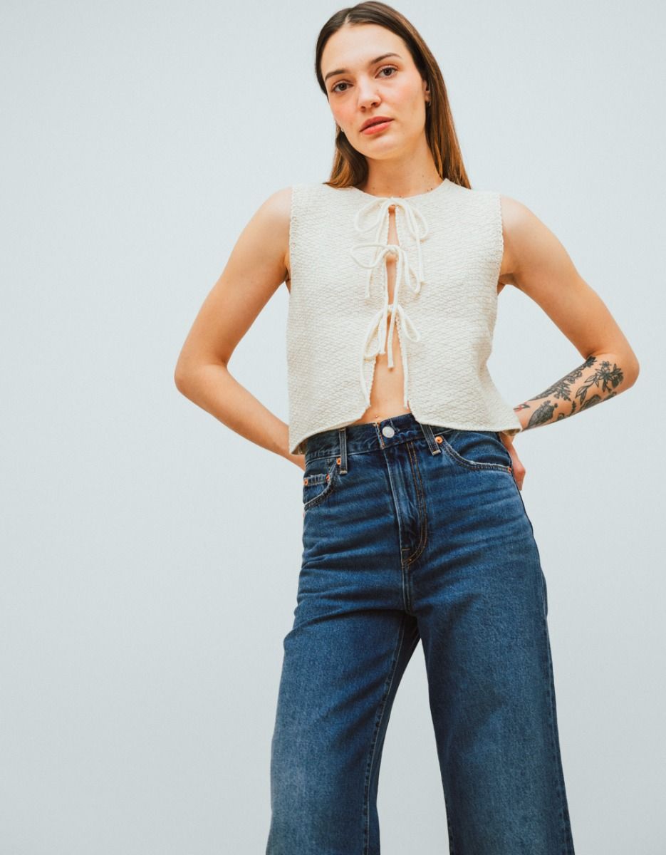 Sonya Tie Vest in Cream_1