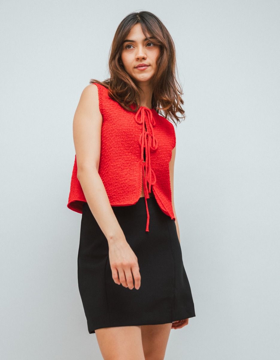 Sonya Tie Vest in Red_1