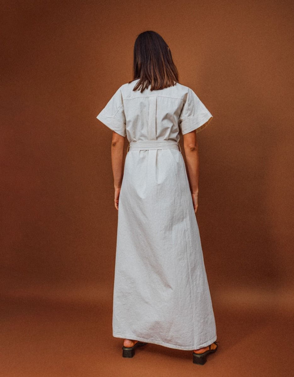 Delina Utility Dress in Creme_5