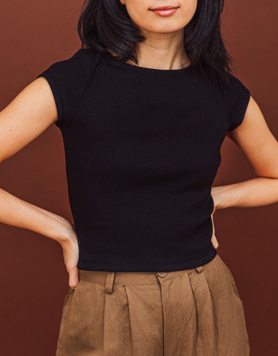 SS Boat Neck Tee in Black_2