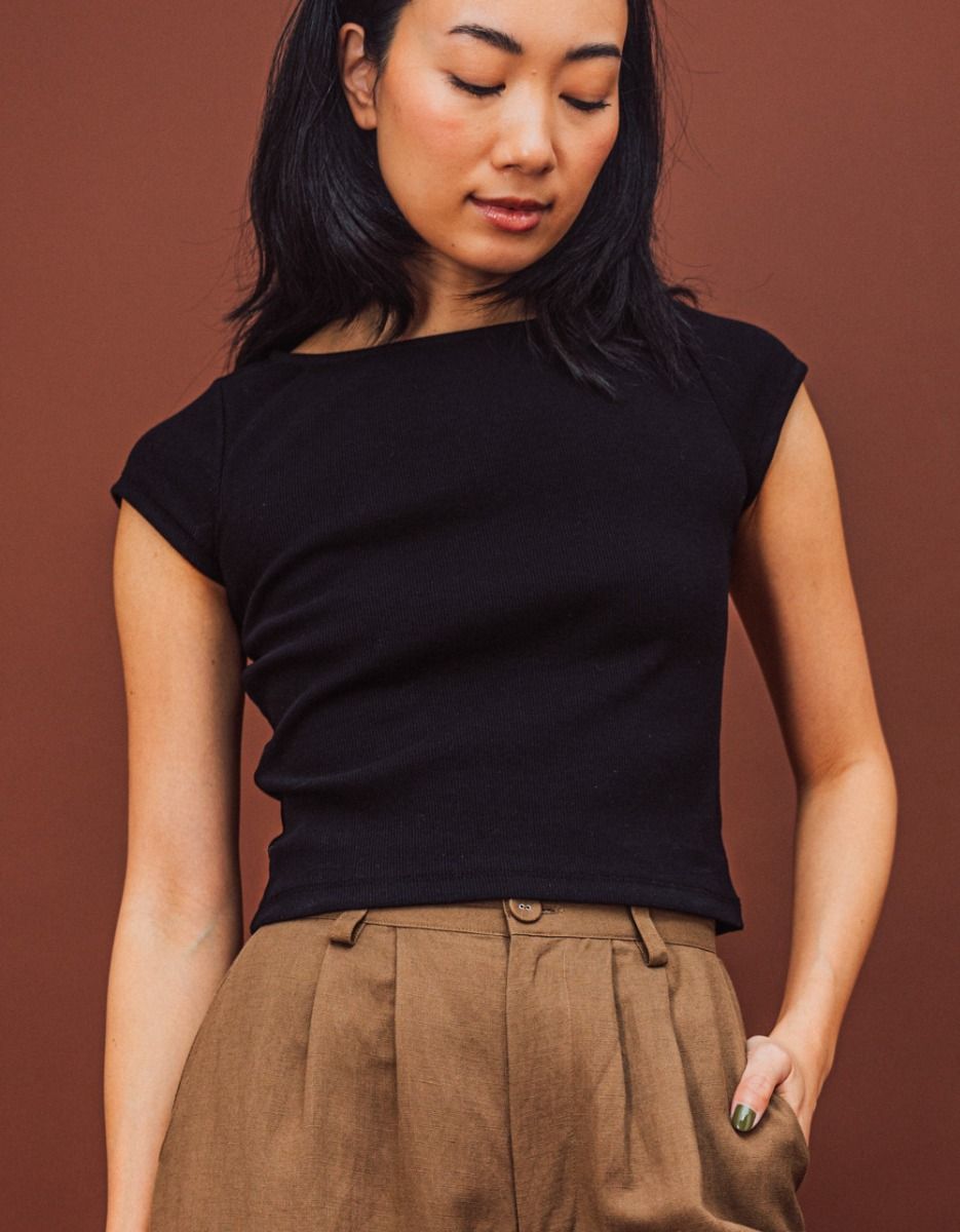 SS Boat Neck Tee in Black_3