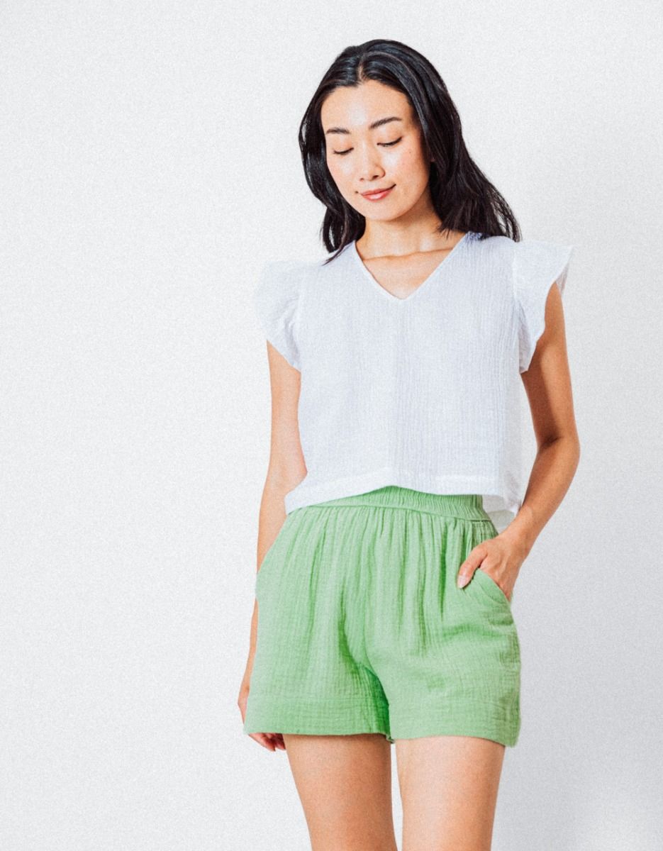 Ruffle Sleeve Cotton Top_1