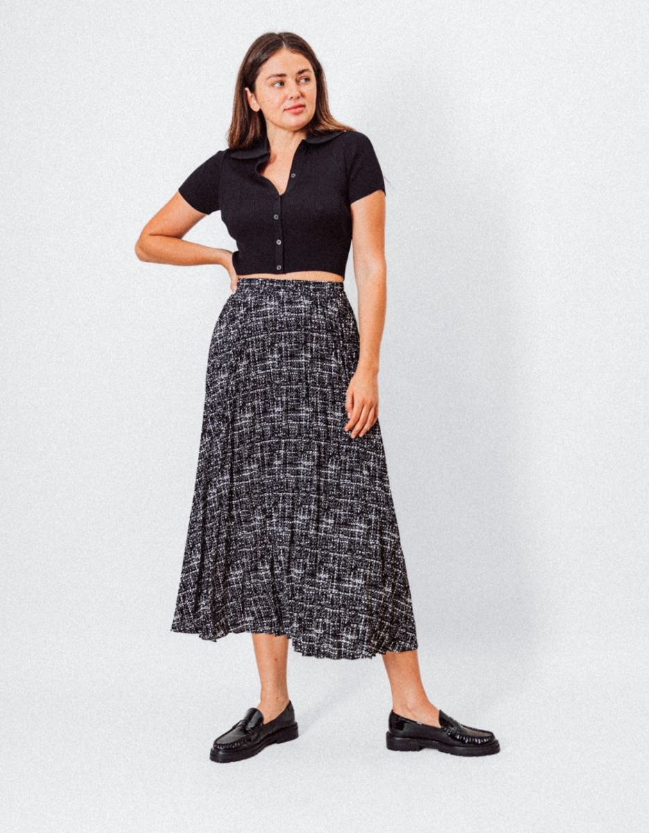 Tweed Print Midi Skirt_4