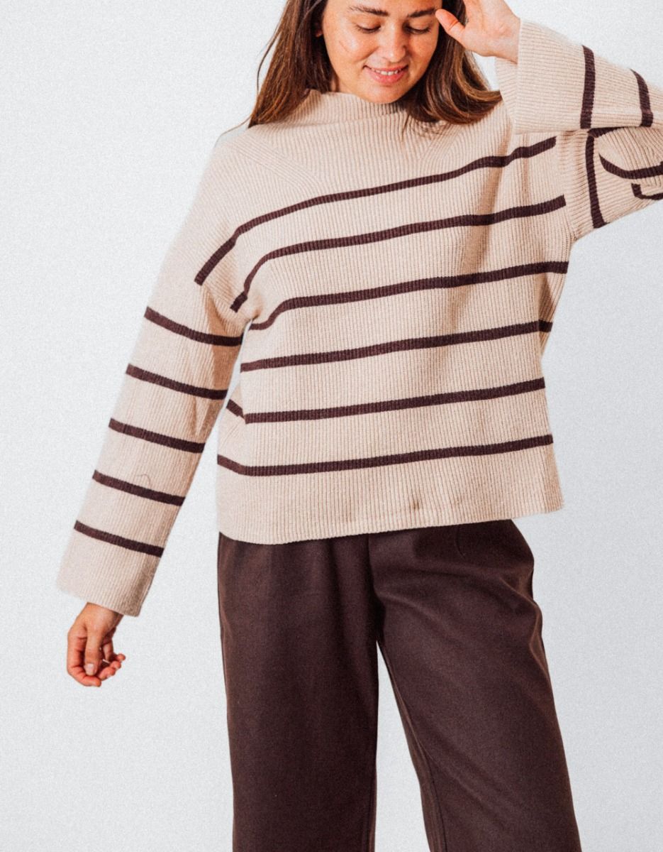 Verona Stripe Sweater in Beige_2
