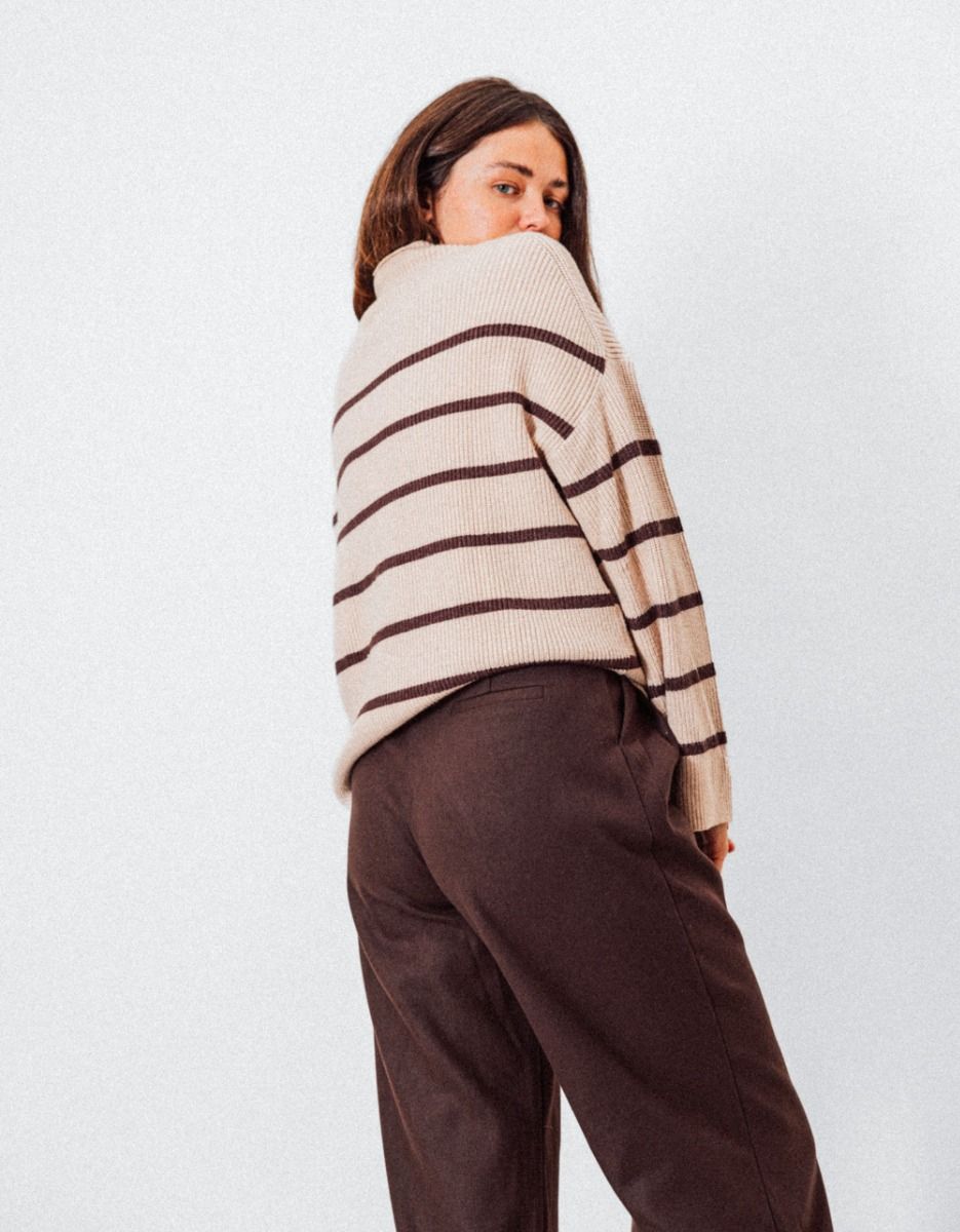Verona Stripe Sweater in Beige_4