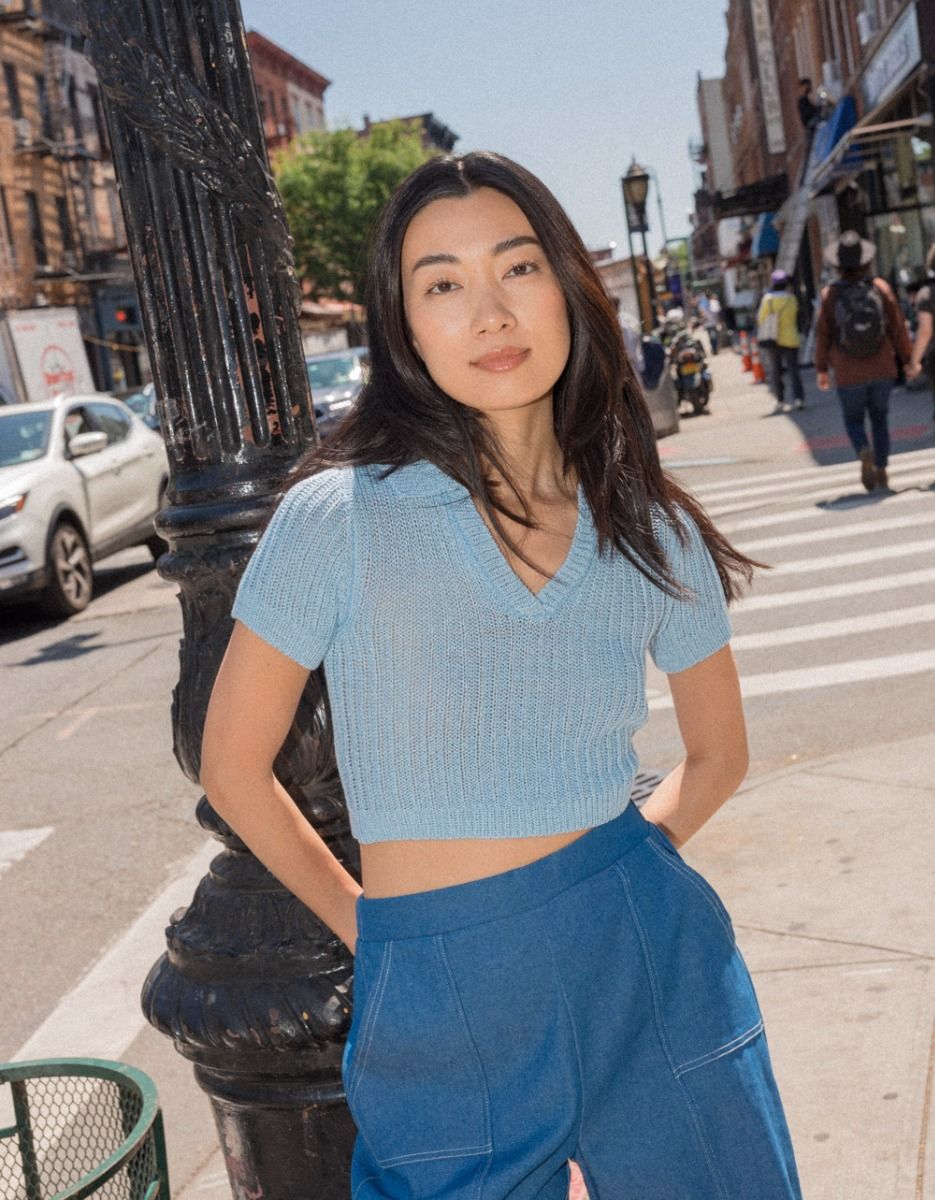 Cousin Collar Crop Knit in Blue_1