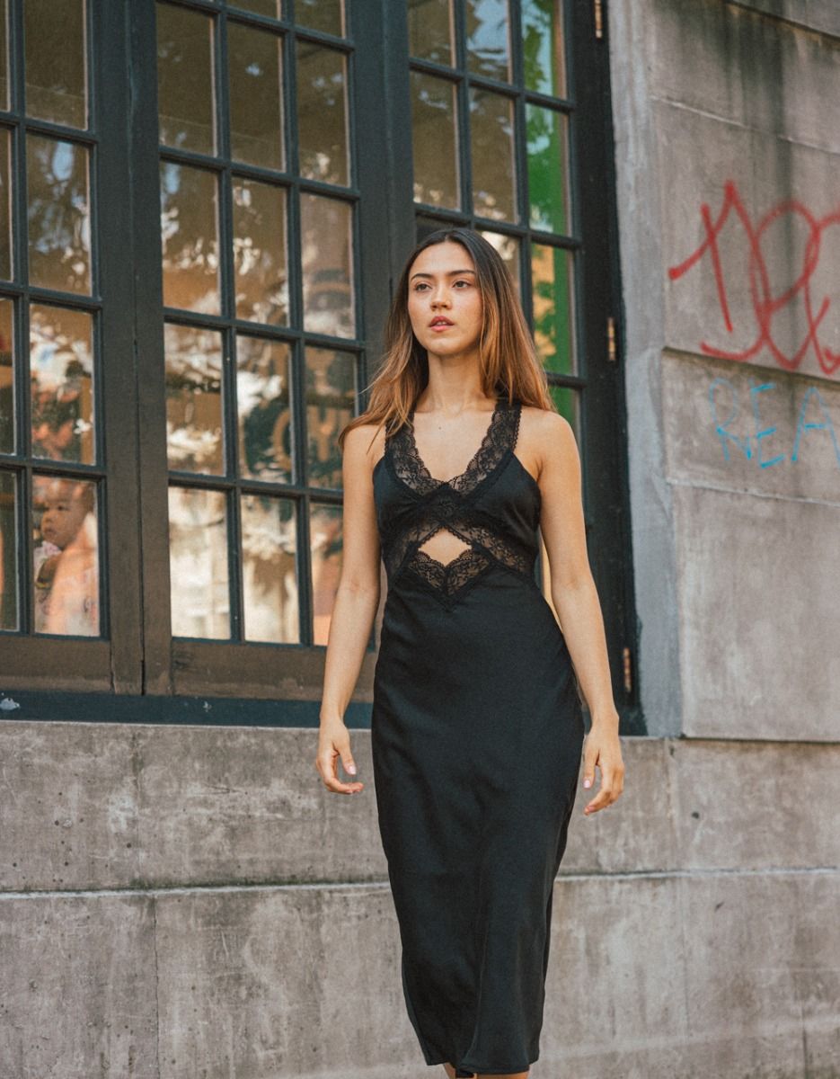 Lace Trim Midi Dress_1