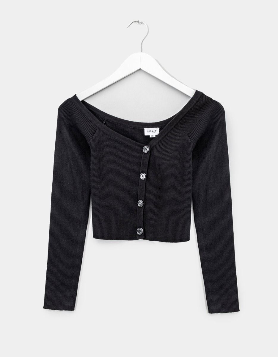 Asymmetrical Button Sweater_0