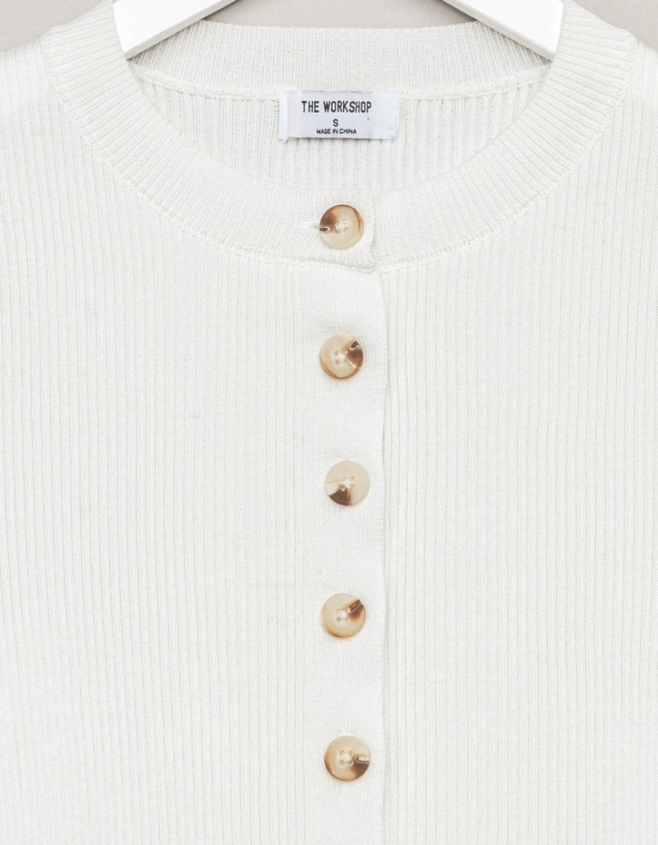 Baby Rib Cardi in Ivory_2