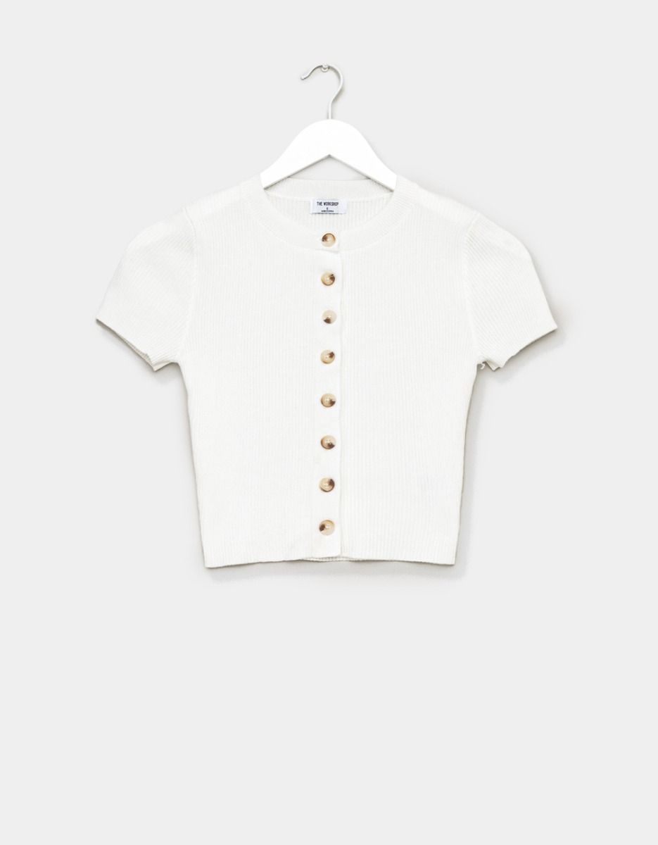 Baby Rib Cardi in Ivory_0