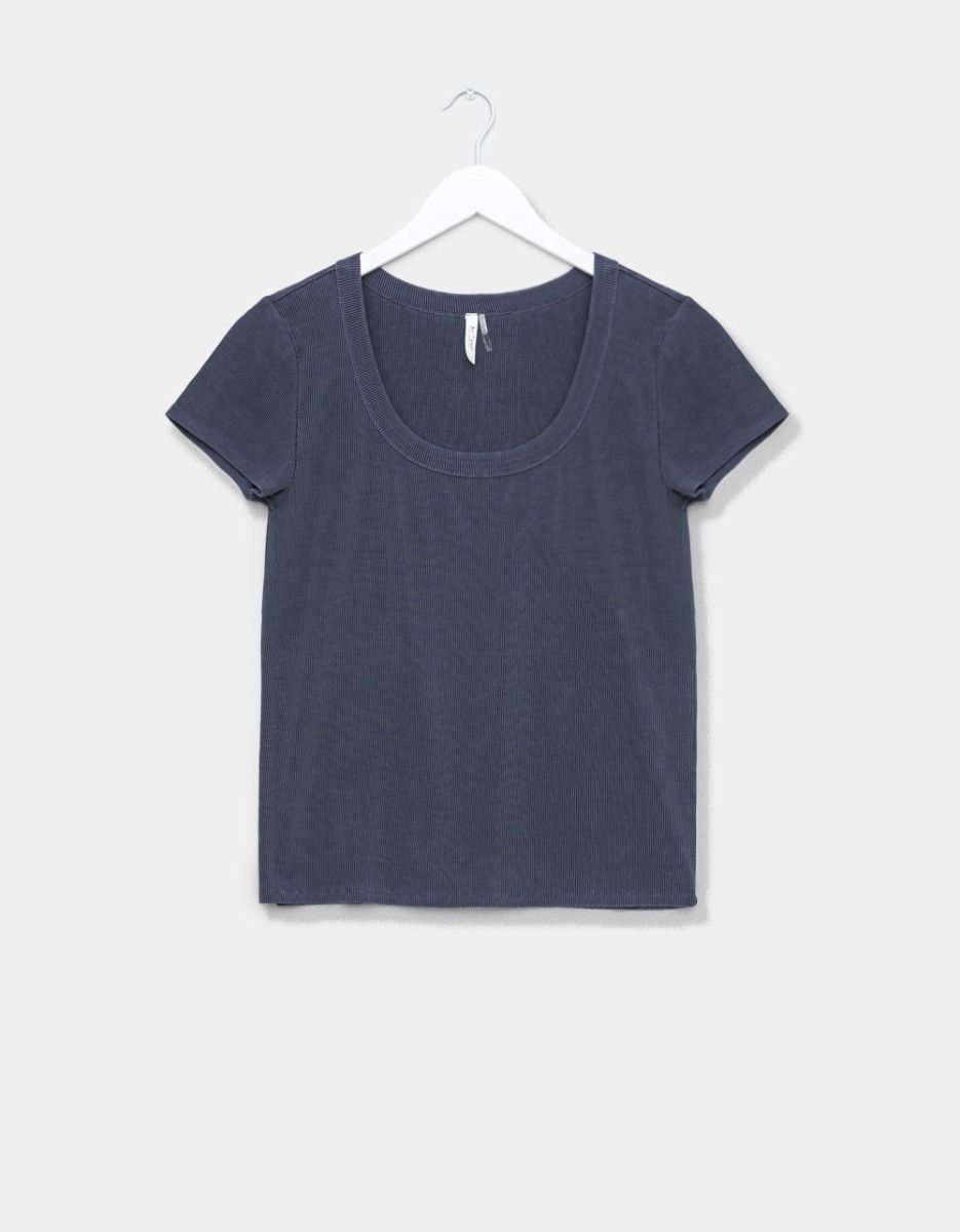 Baby Scoop Tee in Dusty Blue_0
