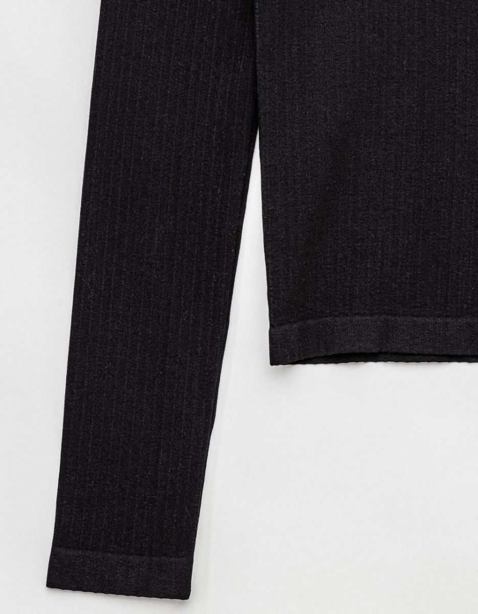 Black Ribbed Scoop Tee_1