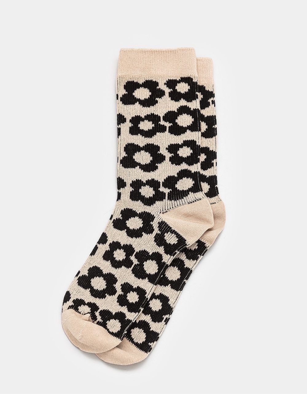 Bold Flower Sock in Ivory_0