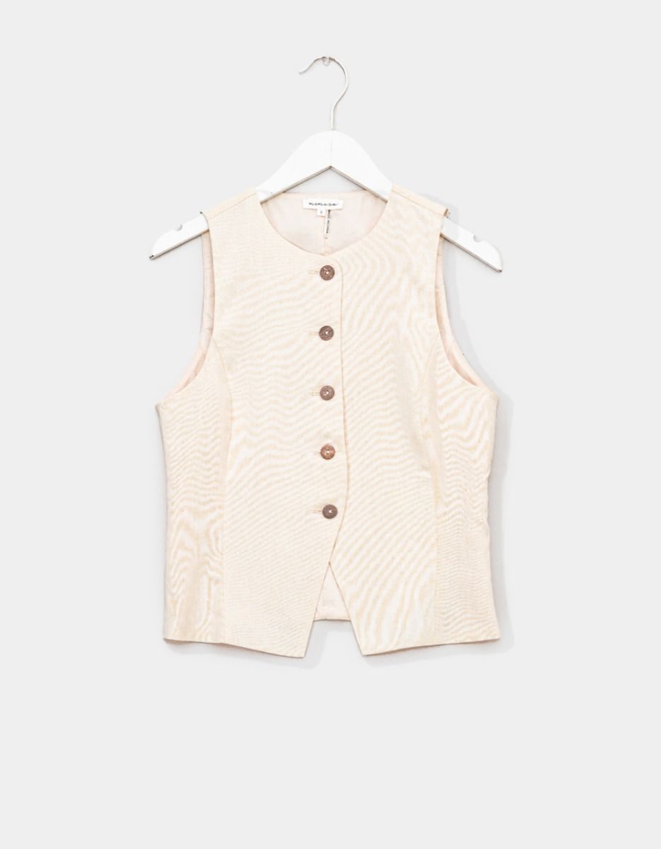 Bouton Waistcoat in Natural_0