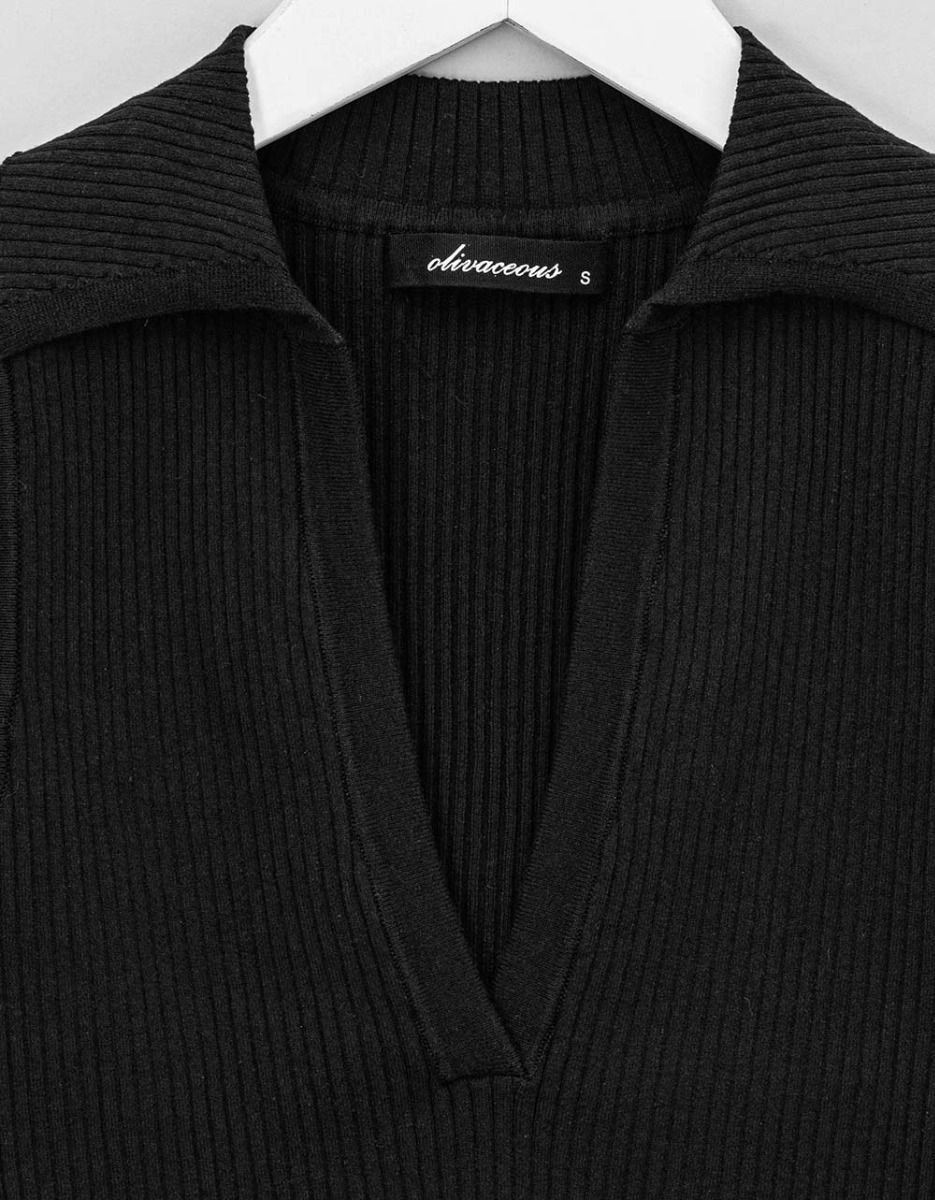 Brandi Collar Top in Black_2