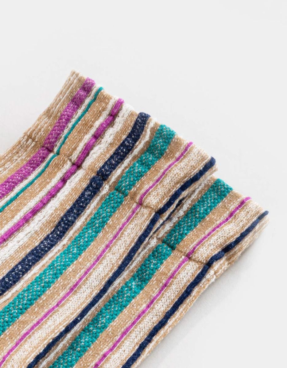 Busy Stripe Socks in Ivory_2